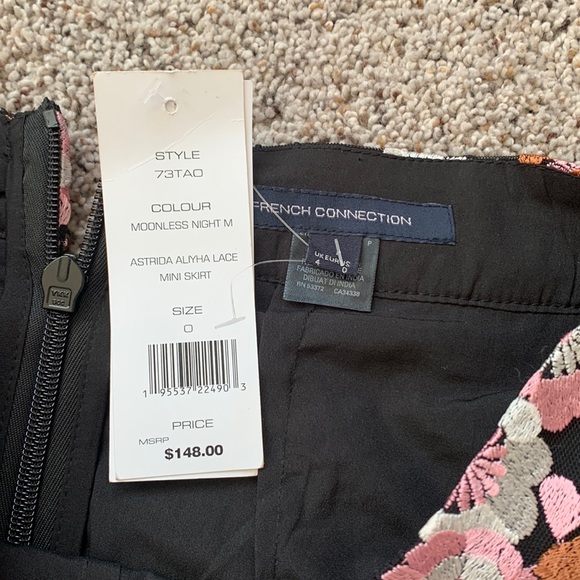 French Connection Astride Aliya Lace Mini Skirt in Moonless Night Flower App - Picture 11 of 12